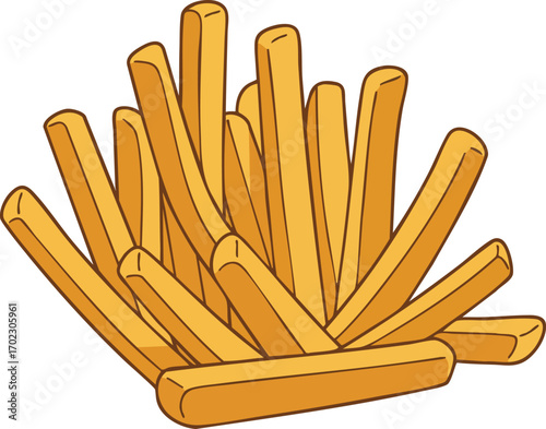 A pile of golden french fries, freshly cooked and crispy.