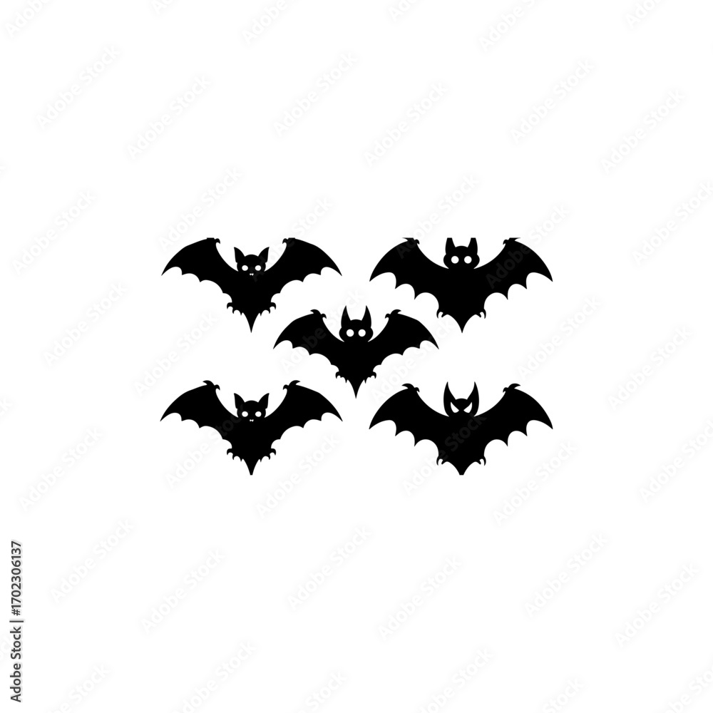 Fototapeta premium Halloween bats set vector illustration 