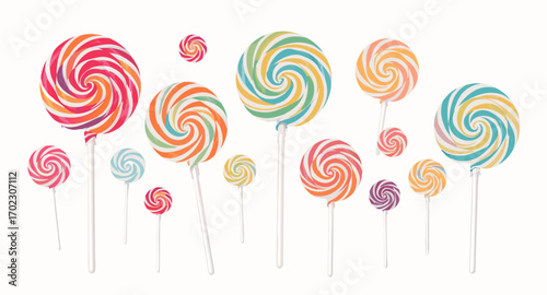 Colorful Swirled Lollipops on Sticks.