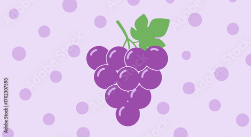 Illustrative Bunch Of Grapes Presenting On Dotted Light Purple Background Simple Fresh Design