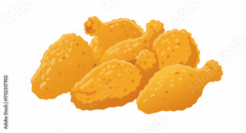 Crispy Fried Chicken Pieces Close Up.