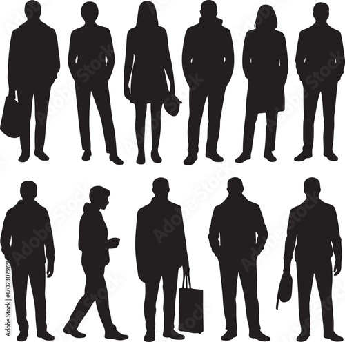 Set of man silhouette vector illustration on white background