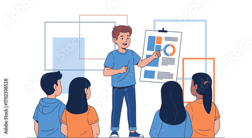 Instructor Presenting Data Visualizations To A Group Of Students During A Lecture Outline