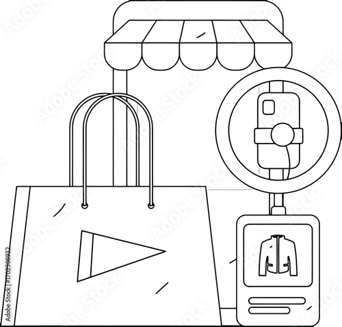 Seamless online shopping experience with mobile storefront and product display, showcasing convenience and modern retail, perfect for e-commerce and digital marketing campaigns