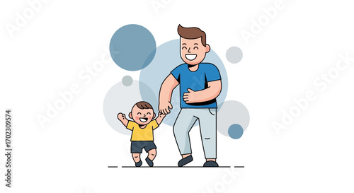 Joyful Father And Son Sharing A Wondrous Moment Of Happiness And Delight