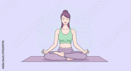 Meditating Woman In Yoga Pose Achieving Inner Peace And Mindfulness Through Yoga