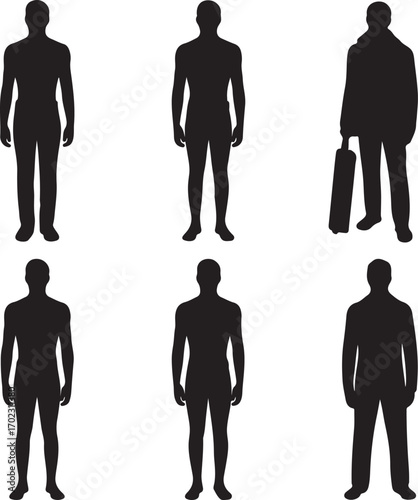 Set of man silhouette vector illustration on white background