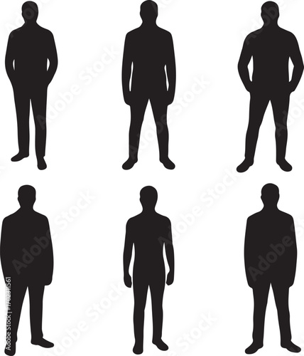 Set of man silhouette vector illustration on white background