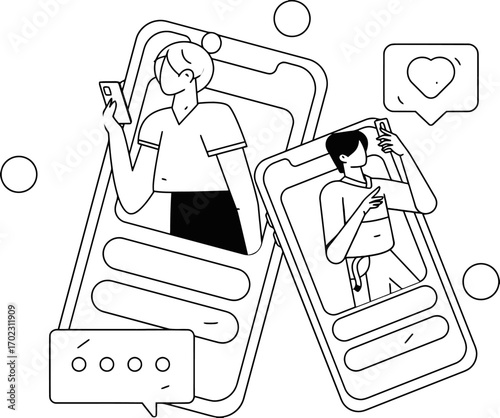 Connecting digitally through modern devices sharing moments and receiving likes across social networks in a vibrant online world