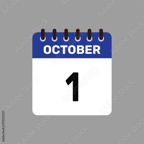 calendar with October 1 icon vector reminder for important deadlines and special events this autumn season