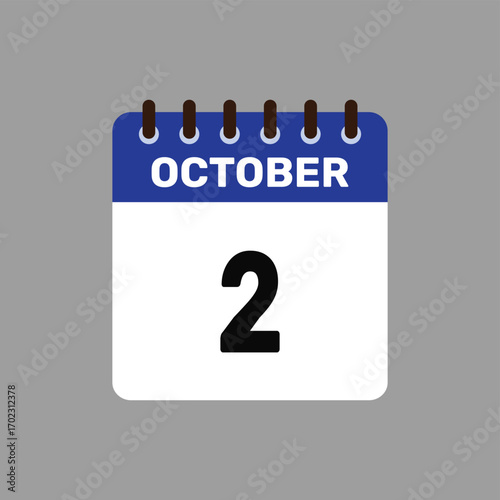 calendar with October 2 icon vector reminder for important deadlines and special events this autumn season