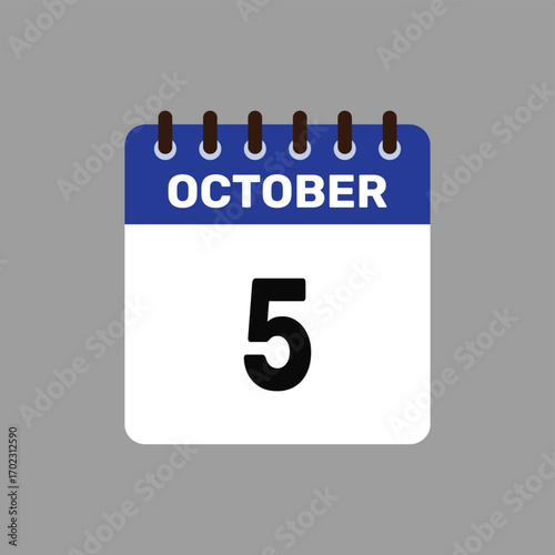calendar with October 5 icon vector reminder for important deadlines and special events this autumn season