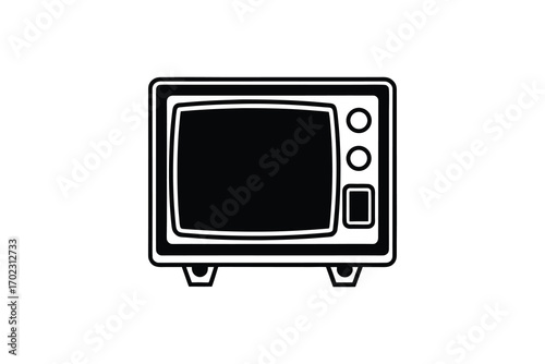 vintage television set with classic design and buttons silhouette