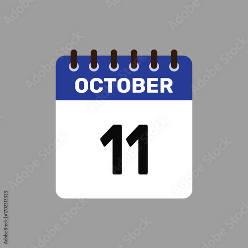 calendar with October 11 icon vector reminder for important deadlines and special events this autumn season