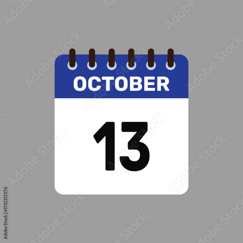 calendar with October 13 icon vector reminder for important deadlines and special events this autumn season