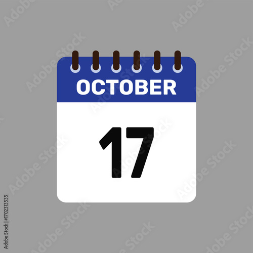 calendar with October 17 icon vector reminder for important deadlines and special events this autumn season