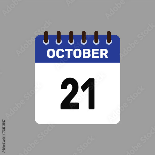 calendar with October 21 icon vector reminder for important deadlines and special events this autumn season