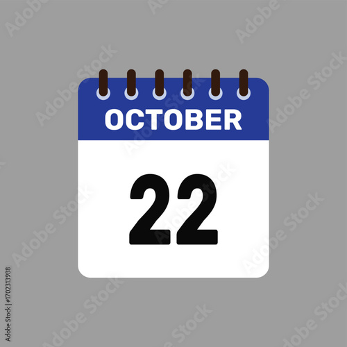 calendar with October 22 icon vector reminder for important deadlines and special events this autumn season