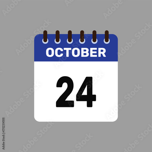 calendar with October 24 icon vector reminder for important deadlines and special events this autumn season