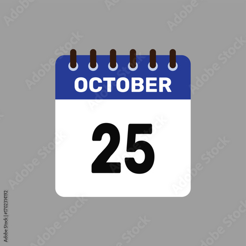 calendar with October 25 icon vector reminder for important deadlines and special events this autumn season
