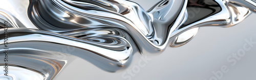 Abstract metallic chrome waves creating futuristic fluid silver textures