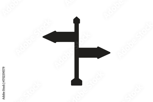 directional signpost with arrows pointing left right silhouette