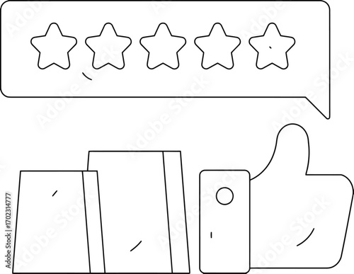Showcase exceptional client satisfaction with this modern thumbs-up and five-star rating graphic, perfect for boosting brand reputation and encouraging positive feedback.