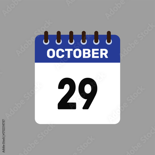 calendar with October 29 icon vector reminder for important deadlines and special events this autumn season