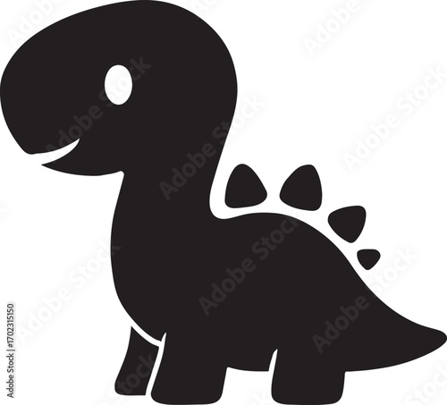 Cute baby dinosaur silhouette, adorable vector perfect for kids, education, and fun designs.