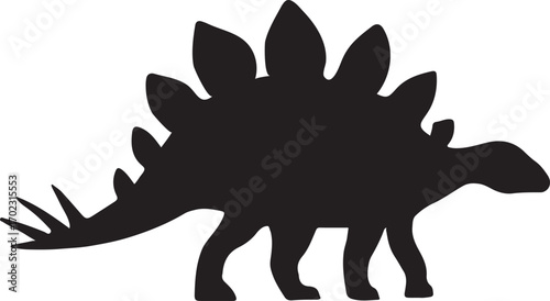 Stegosaurus with plates silhouette, prehistoric dinosaur vector perfect for educational use.