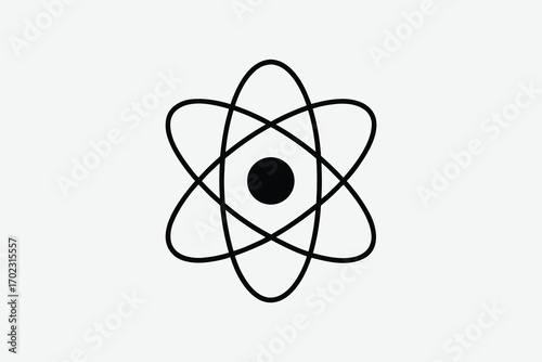 atom model with orbiting electrons depicted in silhouette