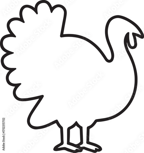 Turkey silhouette outline, simple and elegant vector for Thanksgiving and festive designs.