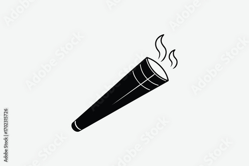 a smoking cone with rising smoke depicted in silhouette