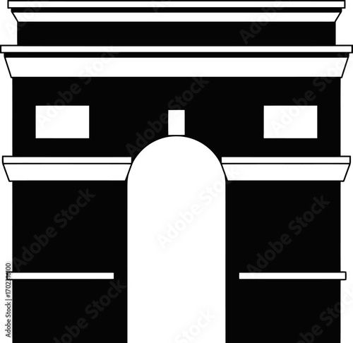 Iconic Parisian Arc de Triomphe silhouette symbolizing victory, heritage, and grandeur for travel, history, and architectural projects