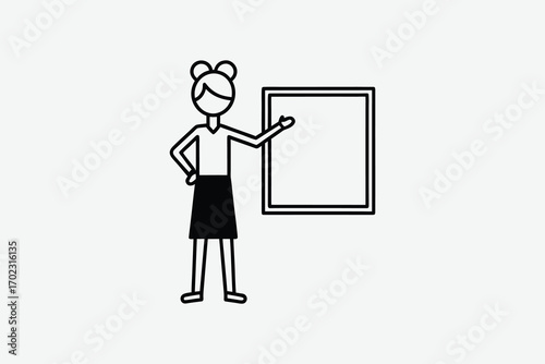 a woman presenting at whiteboard with confident stance silhouette