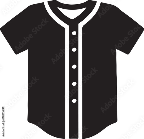 Baseball jersey shirt silhouette, sports vector perfect for team uniforms and athletic designs.