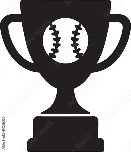 Baseball trophy cup silhouette, sports vector perfect for awards, achievements, and champions.