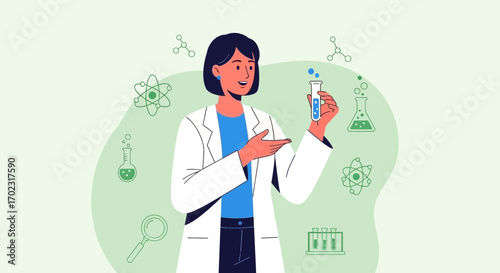 Scientist holding a test tube showing scientific research and experiments
