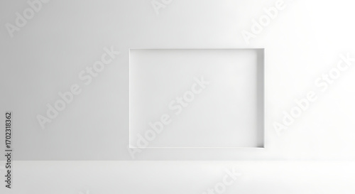 Minimalist White Room Interior with Square Wall Niche Design