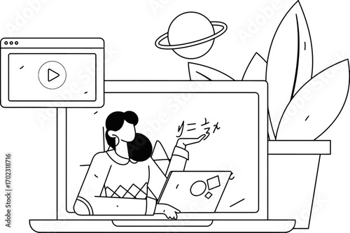 Inspiring online math tutoring session with a cheerful tutor and interactive elements, perfect for educational content and digital learning resources, showcasing modern teaching methods