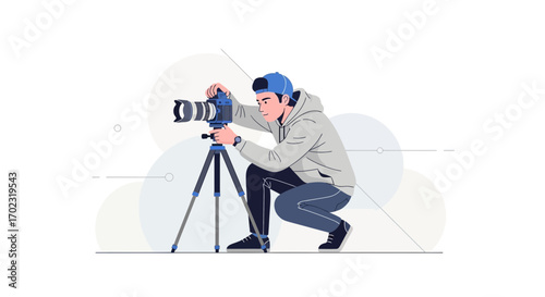 Photographer Captures Moment: Conceptual Illustration of Photography Professional at Work