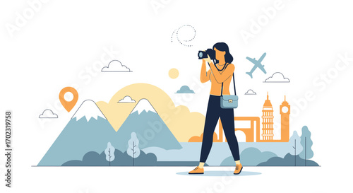 Photographer Capturing Iconic Landmarks And Natural Wonders During Her Leisure Exploration