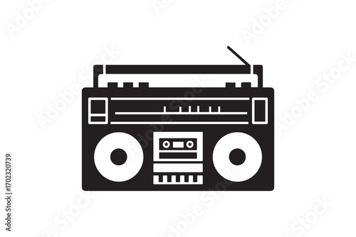 Retro Boombox Silhouette Vector Design Minimalist Radio Player Vector Symbol