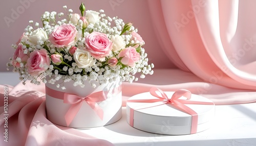 This elegant image is perfect for greeting cards for Valentine's Day or Mother's Day, advertising for florists and gift shops, and as a beautiful banner for wedding or celebration-themed websites.