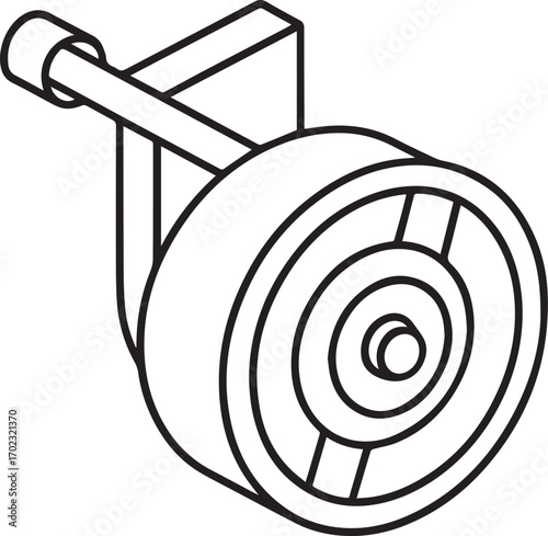 pulley outline vector illustration line art