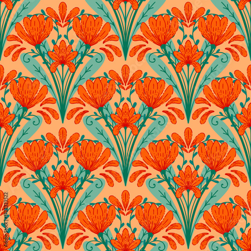 seamless floral scribble pattern background, motifs floral hand drawn, scribble style, scallop pattern, design for seamless floral pattern, printing, wrapping, background and craft