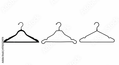 Three different clothes hangers displayed against a white background showcasing their distinct designs and materials for garment organization and storage solutions