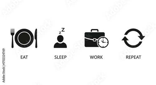The Daily Grind Eat Sleep Work Repeat A Simple Cycle of Life for Many People Living in Modern Society