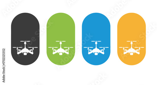 Modern Quadcopter Drones Flying in Different Colorful Oval Shapes Representing Technology and Innovation