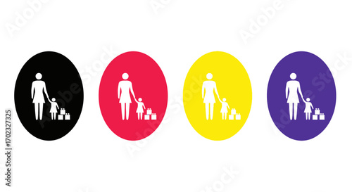 Symbolic Representation of Parental Guidance for Children's Development and Growth with Colorful Educational Icons
